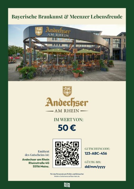 Restaurant-Gutschein für Andechser am Rhein