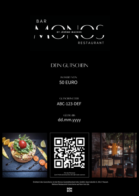 Restaurant-Gutschein für Monos Kassel