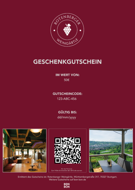 Restaurant-Gutschein für Rotenberger Weingärtle