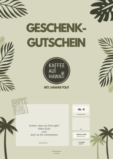 Restaurant-Gutschein für Kaffee auf Hawaii