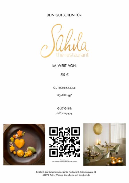 Restaurant-Gutschein für Sahila