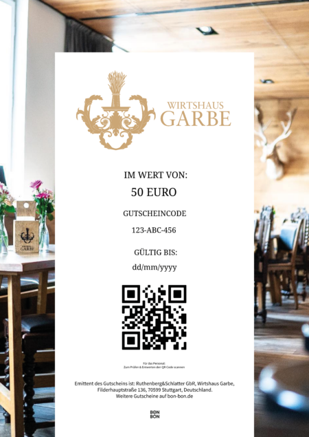 Restaurant-Gutschein für Wirtshaus Garbe