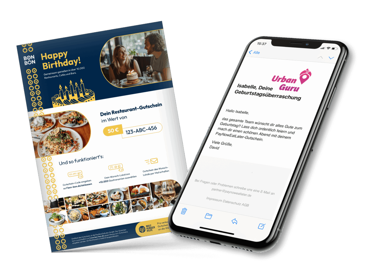 Restaurant Geschenk Gutschein Mitarbeitergeschenk / Geburtstag NEU