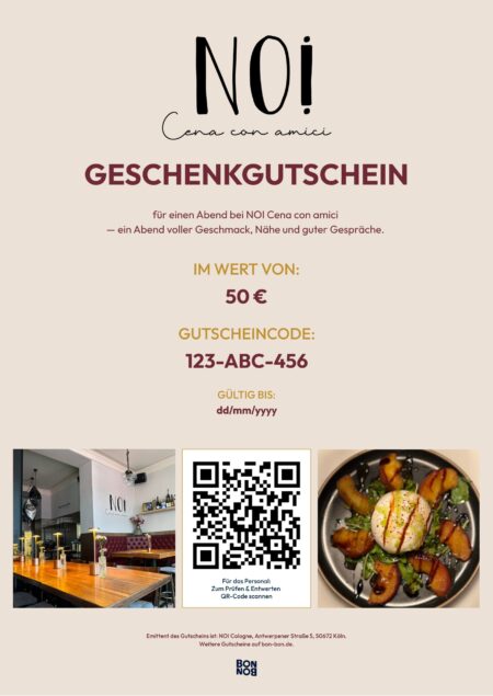 Restaurant-Gutschein für NOI Cologne