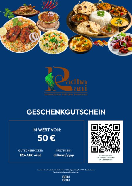 Restaurant-Gutschein für Radha Rani