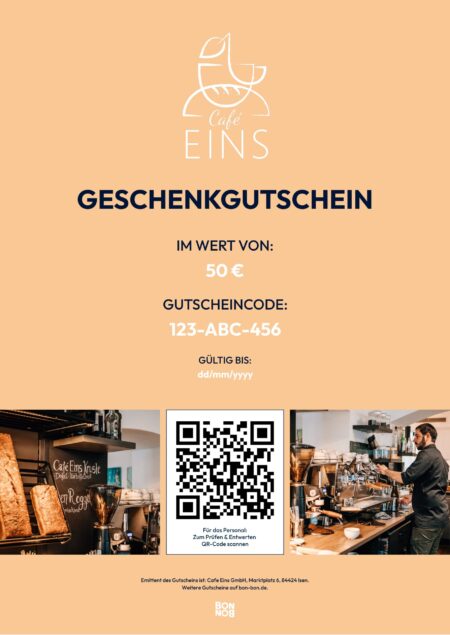 Restaurant-Gutschein für Café Eins