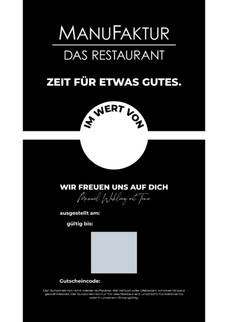 Restaurant-Gutschein für ManuFaktur – Das Restaurant