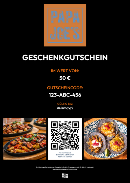 Restaurant-Gutschein für Papa Joe’s