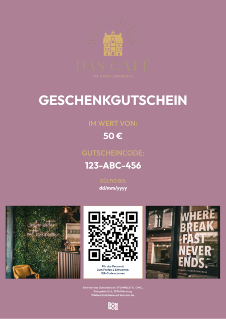 Restaurant-Gutschein für DAS CAFÉ | am Markt | Marburg
